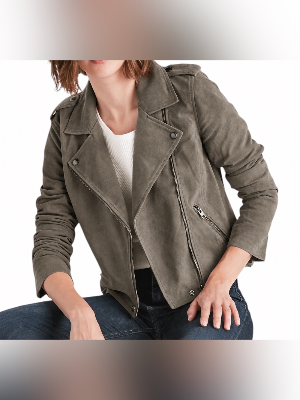 Lucky Brand Suede Moto Jacket | Genuine Goat Leather
